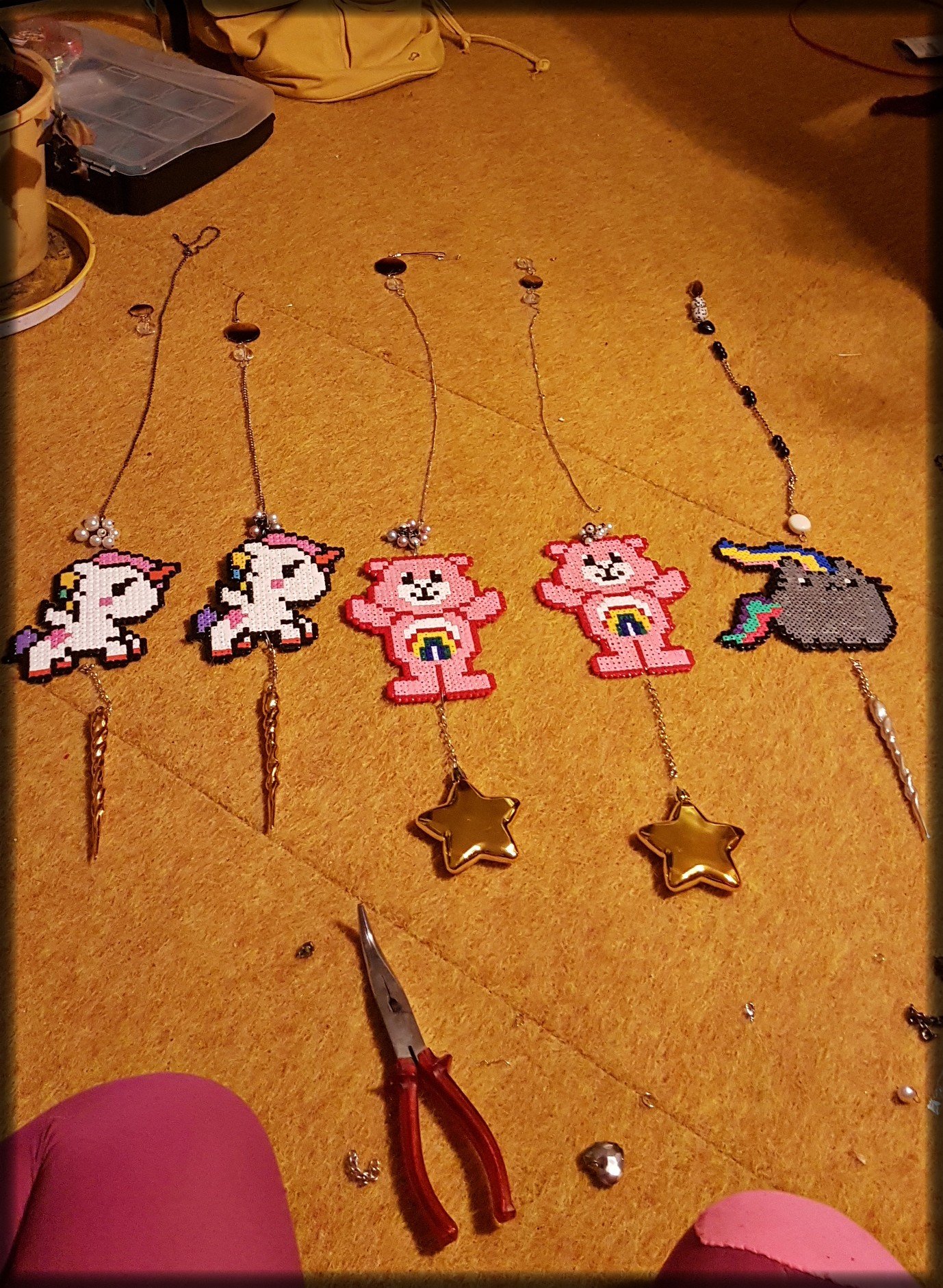 Unicorn carebear pusheen rainbow hangers